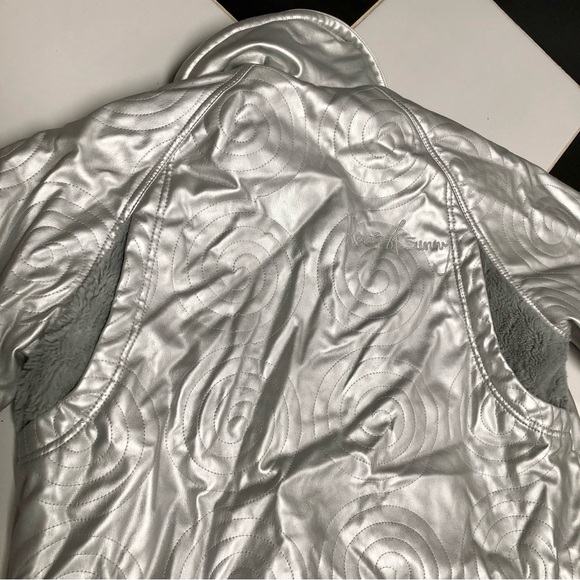 House Of Sunny The 60 Cosmo Chrome Coat Oversized Quilted Silver Sz US 8 (UK 12) - Picture 11 of 13